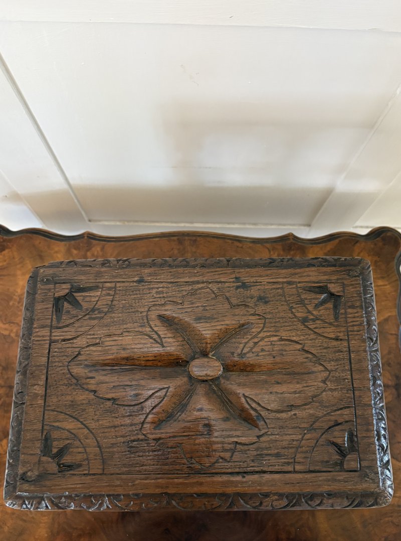 Unusual Antique Victorian Miniature Quality Carved Oak Table - Image 7